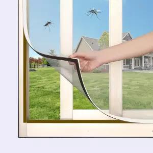 크기 조절 가능한 DIY 마그네틱 창 화면 쉽고 빠른 설치 네트 키트 흰색 프레임과 회색 유리 섬유 메쉬