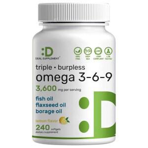 트리플 오메가 보리지 240 오일 U2013 소프트젤에 600MG 아마씨 어유 보충제