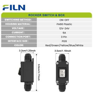 FILN KCD1 IP65 방수 토글 스위치 ON OFF 로커 6A 자동차 보트 가전제품용 접속함 포함 3핀 12-24v