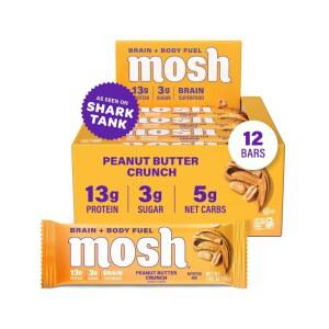MOSH 땅콩버터 고섬유질 간식 케토 저탄수화물 글루텐 고단백 단백질 12 프리 크런치