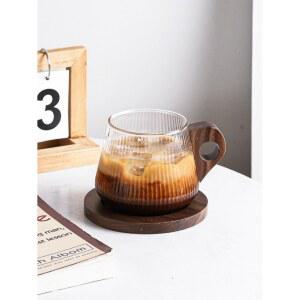 Roollabana 투명컵 우드손잡이 가정용 업소용 스마트 색상 술잔 자동 310ML 호텔 쏘맥타워