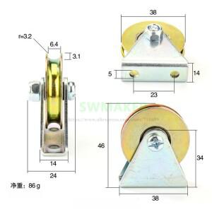 삼각형 브래킷 L U 홈 휠 베어링 와이어 로프 크레인 가이드 베이스 포함 6.4*38*8.3mm 4 개