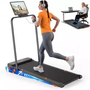 경사가 있는 JAGJOG 워킹 패드 2545 접이식 러닝머신 2개의 HIIT 프로그램 LED 터치스크린 스마트 앱