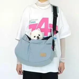강아지산책가방 강아지 외출 대중교통 이동가방 애견 슬링백 L