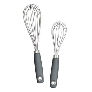 와이어 거품기 2개 세트 베이킹 요리 믹싱 위스킹 25.4cm(10인치) 및 30.5cm(12인치) 스테인리스 스틸 주방 풍선 디자인 견고하고 편안한 그립 핸들 BPA 프리 식기세척기 사용 가능 차콜 그레이