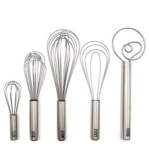 스테인리스 스틸 거품기 세트 15.2cm(6인치) 20.3cm(8인치) 25.4cm(10인치) 27.9cm(11인치) 및 30.5cm(12인치) - 요리 블렌딩 믹싱 젓기 휘핑 휘핑용 주방 클래식 젓기용 도구 식기세척기 사용 가능 5개