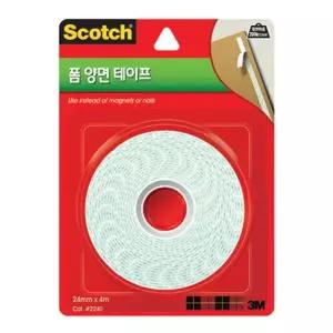 [셀러에이드]양면테이프 폼테이프 24mm 4m 강력 관공서 학교 양면폼 고정용 백색