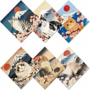크리에이티브캐빈 6개 귀여운 고양이 극세사 안경 청소용 천 재사용 두꺼운 선글라스 다색 청소기 카메라