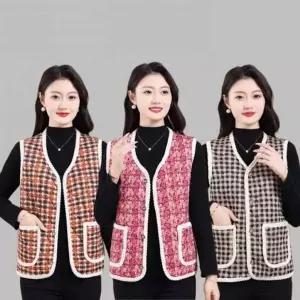 [셀러에이드]조끼상점 보온 여성 포근한 패딩 누빔 단추 꽃무늬 겨울 조끼 경량