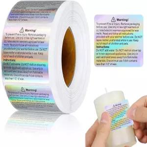 Vshinic 600 PCS 왁스 용융 경고 라벨 양초 병 통 용기용 안전 스티커 물품 제작 8 x 5 인치