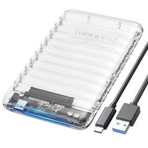 ORICO 2.5인치 하드 드라이브 인클로저 USB C to SATA III 5Gbps 클리어 외장 케이스, 최대 6TB, 도구 없음, 3.0 UASP 지원 (2139C3)