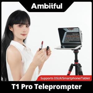 AMBITFUL 폰 및 DSLR 녹화용 T1 Pro 텔레프롬프터 휴대용 인스크라이버 모바일 아티팩트 비디오 (리모컨 포