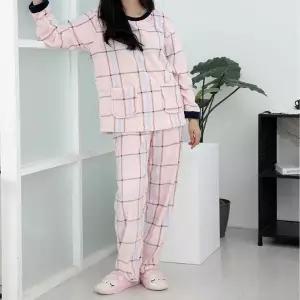 [하프클럽/]극세사 수면잠옷 상하세트 체크핑크