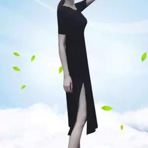 [하프클럽/]여름 반팔 원피스 A라인 편한 옆트임 플레어 이너 롱