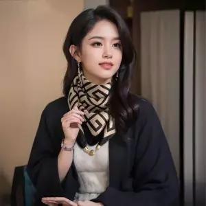 [하프클럽/]마그네틱 자석 스카프 여성 승무원 면 목 손수건