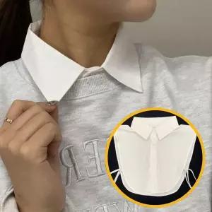 [하프클럽/]쉬폰 페이크셔츠 클래식 목카라 화이트