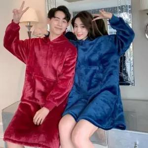 [하프클럽/]담요 잠옷 빅사이즈 여성 극세사 겨울 커플 수면