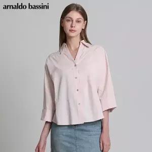 [아날도바시니(ARNALDO BASSINI)] 와이넥 카라 8부 카브라셔츠 (택가격: 118000원)