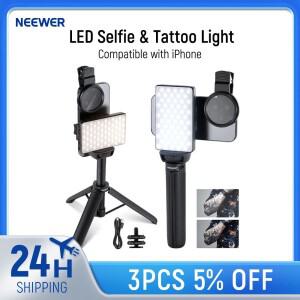 iPhone과 호환되는 NEEWER LED 셀카  문신 조명, 사진용 CPL 필터/삼각대 스탠드/전화 홀더 클립