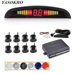 YASOKRO 자동차 Parktronic LED 주차 센서 키트 8 센서 백라이트 디스플레이 역방향 백업 레이더 모니터 감
