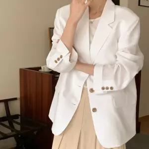 여성 퓨어 린넨 카라 싱글 자켓 마 재킷 모임룩 하객룩 오피스룩