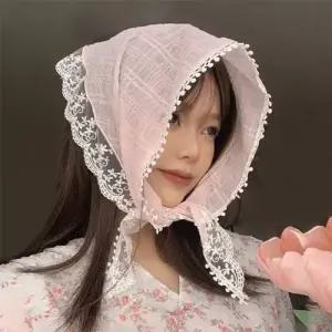 레이스 보넷 스카프 여성 감성 빈티지 헤어 두건 WFNJTL9
