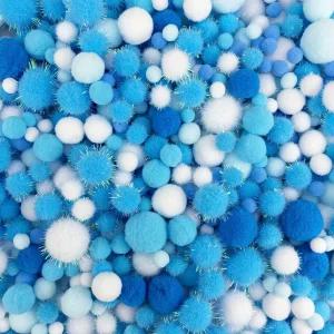 JKanruh 1000pcs 0.4~1.2인치 글리터 폼폼 블루 화이트 시리즈 공예 DIY 아트 장식용 소형 틴셀