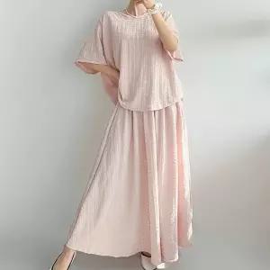 [하프클럽/]여자 플러스사이즈 박시 반팔티 플레어 롱스커트 세트