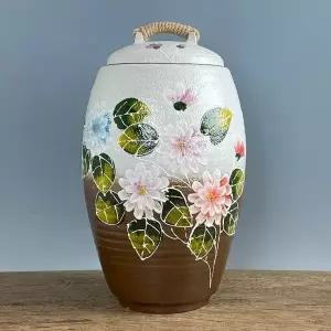 고품질 투톤분청 겹목단 20kg 쌀독 현관 소금 항아리 여주쌀독 (WB1B09D)