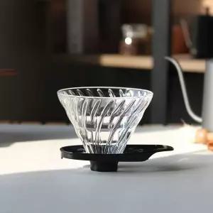 고품질 하리오 V60 글라스 커피 드리퍼 VDGR-02B 블랙 유리드리퍼 (WE030F4)
