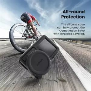 Omso Action 5 Pro Black 용 렌즈 커버 보호 액션 카메라 액세서리가있는 TCE 실리콘 케이스