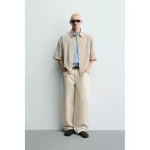 ZARA 릴랙스핏 체크 셔츠 C온TRAST 자수 - CA미L화이트 7446424트루70