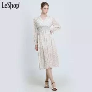 [르샵(LeShop)] 콩단추 스모킹 쉬폰 원피스 (택가격: 129000원)