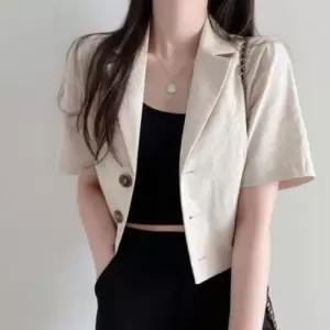 여성 린넨자켓 여름 반팔 자켓 크롭 재킷 WFNJ092