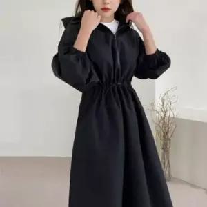여성 여름 데일리 캐주얼 스트랩 아노락 후드 롱 원피스 WFNJ093