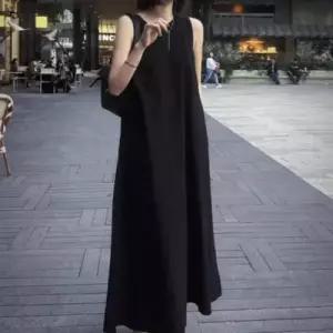롱 반팔 여름 원피스 여성 바캉스 데일리 민소매 WFNJ0BU