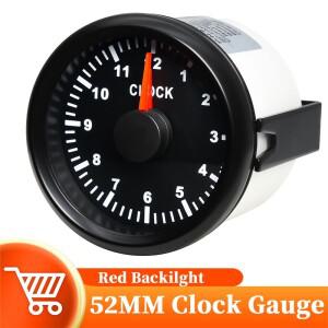 적색 백라이트 방수 포인터 타입 시간 미터, 시계 게이지, 자동차 보트 요트 9-32V, 52mm, 0-12 시간
