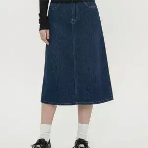 여성 데님 A라인 롱 스커트 클래식 청치마 WFNJYYO