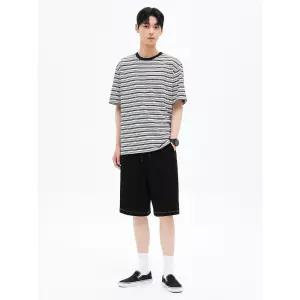 에잇세컨즈 오버핏 와플지 배삭스티치 밴딩 쇼츠 블랙 8359500