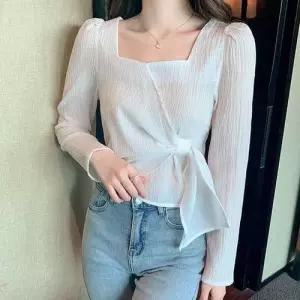 플리츠 블라우스 스퀘어넥 스트랩 기본 2color WFNK56S