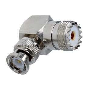 5pcs BNC 남성 직각 UHF SO239 여성 90도 RF 동축 케이블 커넥터 어댑터 50ohm