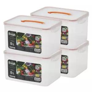 (생담) 진공 투명 다용도 에코락 밀폐용기 2+2 김치통 보관용기 5L