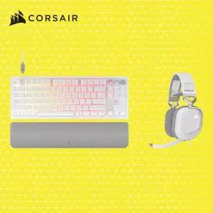 커세어 게이밍 키보드 헤드셋 세트 RGB USB 멀티플레이 화이트 MNS