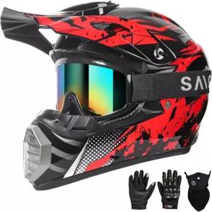 청소년 모토크로스 헬멧 ATV 더트 바이크 오프로드 BMX 4륜 풀페이스 모터사이클 고글 장갑 및 마스크 DOT