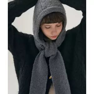 DRAWFIT WOMEN 부클 타이 머플러 바라클라바 [GREY]