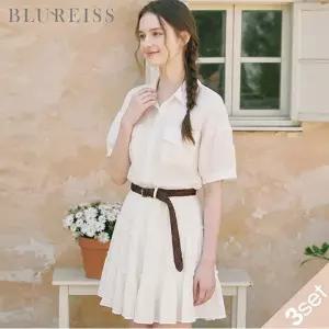 [블루레이스] [3SET]포켓 블라우스+티어드 스커트+벨트_B6M1BL6351