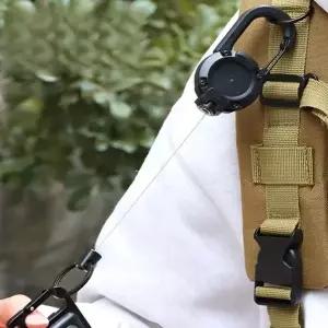 끊어짐없는 강철 와이어 릴고리 낚시 캠핑 카라비너 열쇠고리 자동 릴홀더