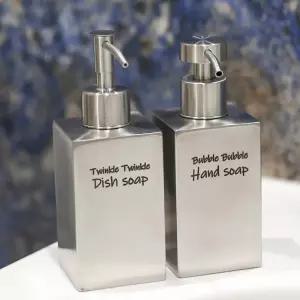 스테인레스304 호텔 욕실 주방세제통 샴푸통 핸드워시 손세정제 거품용기 디스펜서 340ml 스텐사각디스펜서