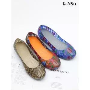 [고앤씨]여성 프린트 젤리 발편한 편안한 엄마 바캉스 휴가 여행 플랫 슈즈_P425939099