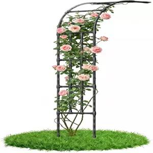 하프 가든 아치 트렐리스 등반 식물을 위한 1.97FT×8.53FT 메탈 블랙 야외 수목장 파티오 잔디밭을